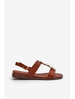 Dámské Ploché Sandály S Ozdobami Sergio Leone SK072H Hnědé