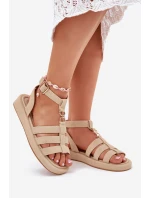 Dámské Sandály Na Platformě Se Zlatým Detailem Béžové Kartia