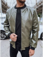 Pánská zelená kožená bunda FashionStreet TX4707