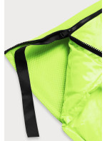 Neonově žlutá dlouhá zimní bunda z různých spojených materiálů (JIN-210)