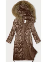 Dlouhá dámská prošívaná bunda ve velbloudí barvě Glakate (LU-2203)