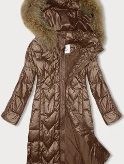 Dlouhá dámská prošívaná bunda ve velbloudí barvě Glakate (LU-2203)