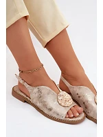 Dámské sandály na nízkém podpatku s ozdobou S.Barski KV61-6035 Zlaté