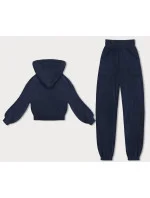 Tmavě modrý žebrovaný teplákový komplet (AMG-335A) Tmavě modrý žebrovaný teplákový komplet (AMG-335A)