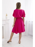 Šaty s vrstveným výstřihem fuchsie