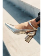 Kožené Lodičky Na Podpatku Maciejka K6816-25 Zlaté