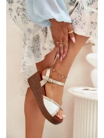 Dámské Sandály Na Klínu S.Barski PL51-324 Bílá-Zlatá