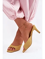 Dámské pantofle na tenkém podpatku Žluté Revina