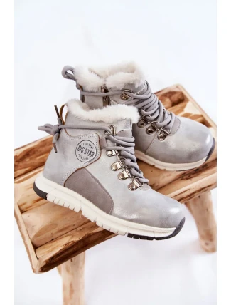 Dětské zateplené kozačky na zip Big Star KK374178 Stříbro Dětské zateplené kozačky na zip Big Star KK374178 Stříbro