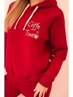 Dámský komplet z bavlny z potiskem, zateplený bordový