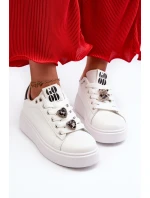 Dámské boty na platformě s ozdobami bílé Herbisa