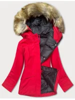 Červená dámská zimní bunda s kapucí (j9-066) Červená dámská zimní bunda s kapucí (j9-066)