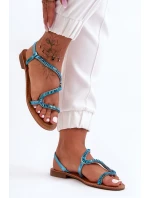 Dámské Nákladní Sandály S Ozdobami Modré Hayen