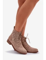 Šněrovací Boty S Děrovaným Vzorem S.Barski HY51-136 Béžové Šněrovací Boty S Děrovaným Vzorem S.Barski HY51-136 Béžové