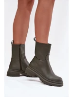 Dámské kotníkové boty na platformě a plochém podpatku Zelené Levira