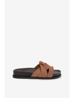 Dámské pantofle Eko semiš s pásky hnědé Marivessa