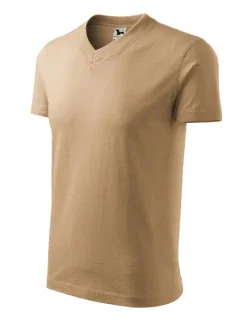 V-neck tričko unisex písková
