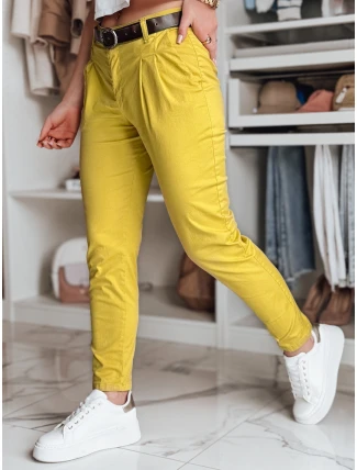 Dámské chinos kalhoty s páskem MODELA hořčicové FashionStreet UY2563