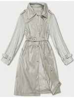 Volný dámský kabát z ekologické kůže J Style ve studené béžové barvě (11Z8101) Volný dámský kabát z ekologické kůže J Style ve studené béžové barvě (11Z8101)