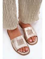 Dámské Sandály Na Plochém Podpatku S Ozdobou KV51-089 Zlaté