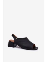 Kožené Dámské Sandály Na Klínku Maciejka 06975-01 Černé