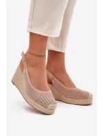 Dámské sandály na klínu s pletením růžové Tulliata