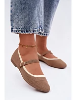 Ploché baleríny z síťovaného materiálu světle hnědé Zelisa