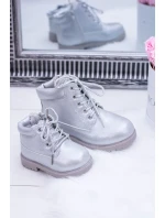 práškové stříbrné teplé Dětské boty traper Dexter