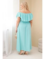 Dámské šaty Plus Size s volánem a elastickým pasem mátová