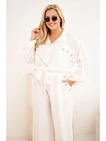 Dámský komplet Plus Size s košilí a širokými kalhotami ecru Dámský komplet Plus Size s košilí a širokými kalhotami ecru