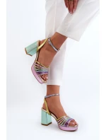 Dámské sandály na podpatku D&A CR920 Multikolor Dámské sandály na podpatku D&A CR920 Multikolor