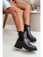 Lakové boty s zipem na kotníku černé Groesta