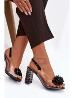Sandály na podpatku s krystaly D&A MR52-237 Černé