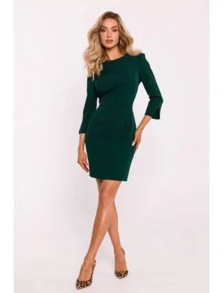 M815 Mini šaty s dělenými rukávy - lahvově zelené M815 Mini šaty s dělenými rukávy - lahvově zelené