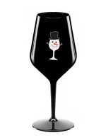 SNĚHULÁČEK - černá nerozbitná sklenice na víno 470 ml