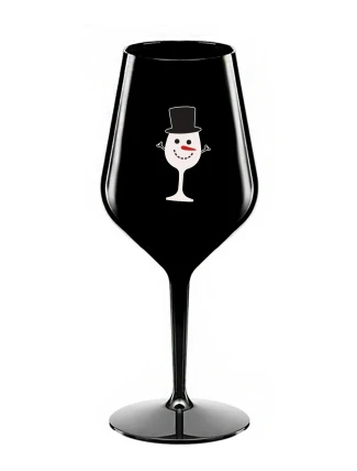 SNĚHULÁČEK - černá nerozbitná sklenice na víno 470 ml