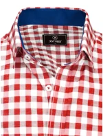 Pánská červenobílá kostkovaná košile s krátkým rukávem FashionStreet KX0954