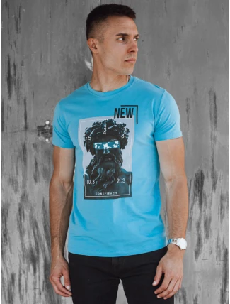 Pánské tyrkysové tričko s potiskem FashionStreet RX5551