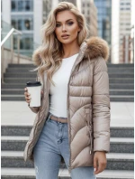 Dámská zimní bunda WINTERCHIC s kapucí v barvě camel FashionStreet TY4438z