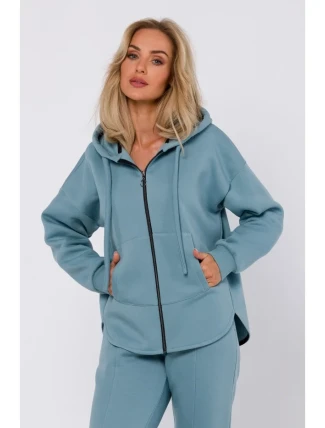 M761 Mikina s kapucí na zip a klokaní kapsou - agave M761 Mikina s kapucí na zip a klokaní kapsou - agave