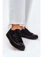 Dámské plátěné tenisky na platformě Big Star – černé Dámské plátěné tenisky na platformě Big Star – černé