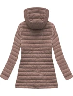 Prošívaná bunda ve starorůžové barvě s kapucí (7473-PLUS)