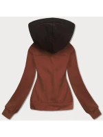Hnědá krátká dámská rozepínací mikina (amg-63)