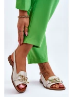 Dámské kožené sandály Lewski Boty 3230 Béžovo-zlatá