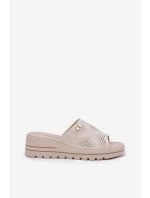 Dámské Kožené Pantofle Na Klínu Béžové Vinceza 41477