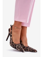 Zdobené Sandály Na Podpatku Panterka Béžovo-Černé Kemonia