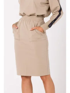 M728 Přiléhavá sukně s kapsami - béžová