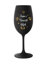 SNÍM O VÁNOCÍCH BÍLÝCH - černá sklenice na víno 350 ml SNÍM O VÁNOCÍCH BÍLÝCH - černá sklenice na víno 350 ml