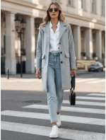 Dámský jednořadový podzimní kabát SCHERMI světle šedý FashionStreet NY0668 Dámský jednořadový podzimní kabát SCHERMI světle šedý FashionStreet NY0668
