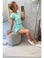 Bavlněná souprava se šortkami mint